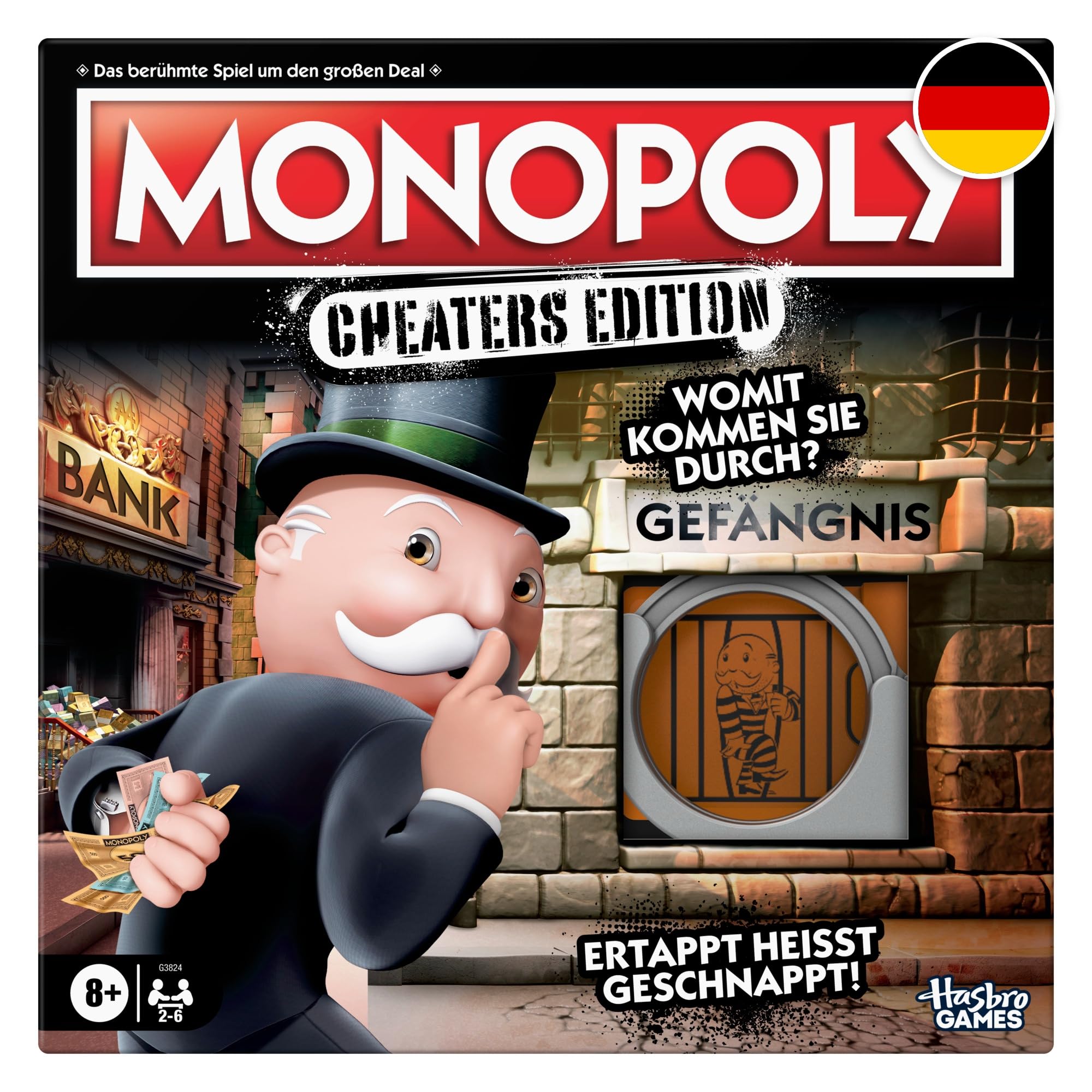 Monopoly Gra planszowa, zabawna gra rodzinna dla dzieci, nastolatków i dorosłych, od 2 do 6 graczy, od 8 lat, prezenty dla rodzin – wersja niemiecka