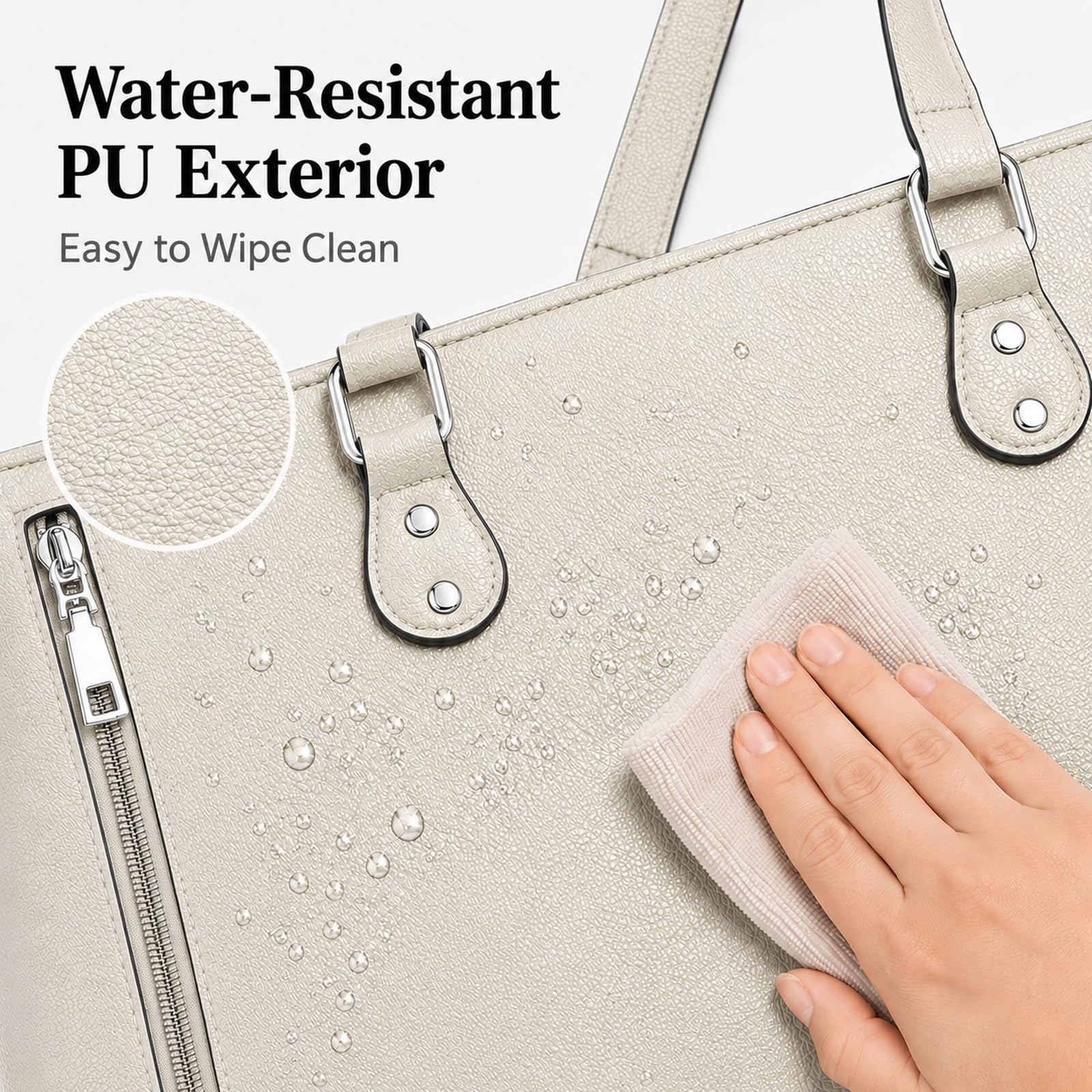 GOOGO Borsa pranzo donna con scomparto termico, borsa laptop elegante idrorepellente con vano lunch separato e molte tasche, per ufficio, campus e pendolarismo (bianco)