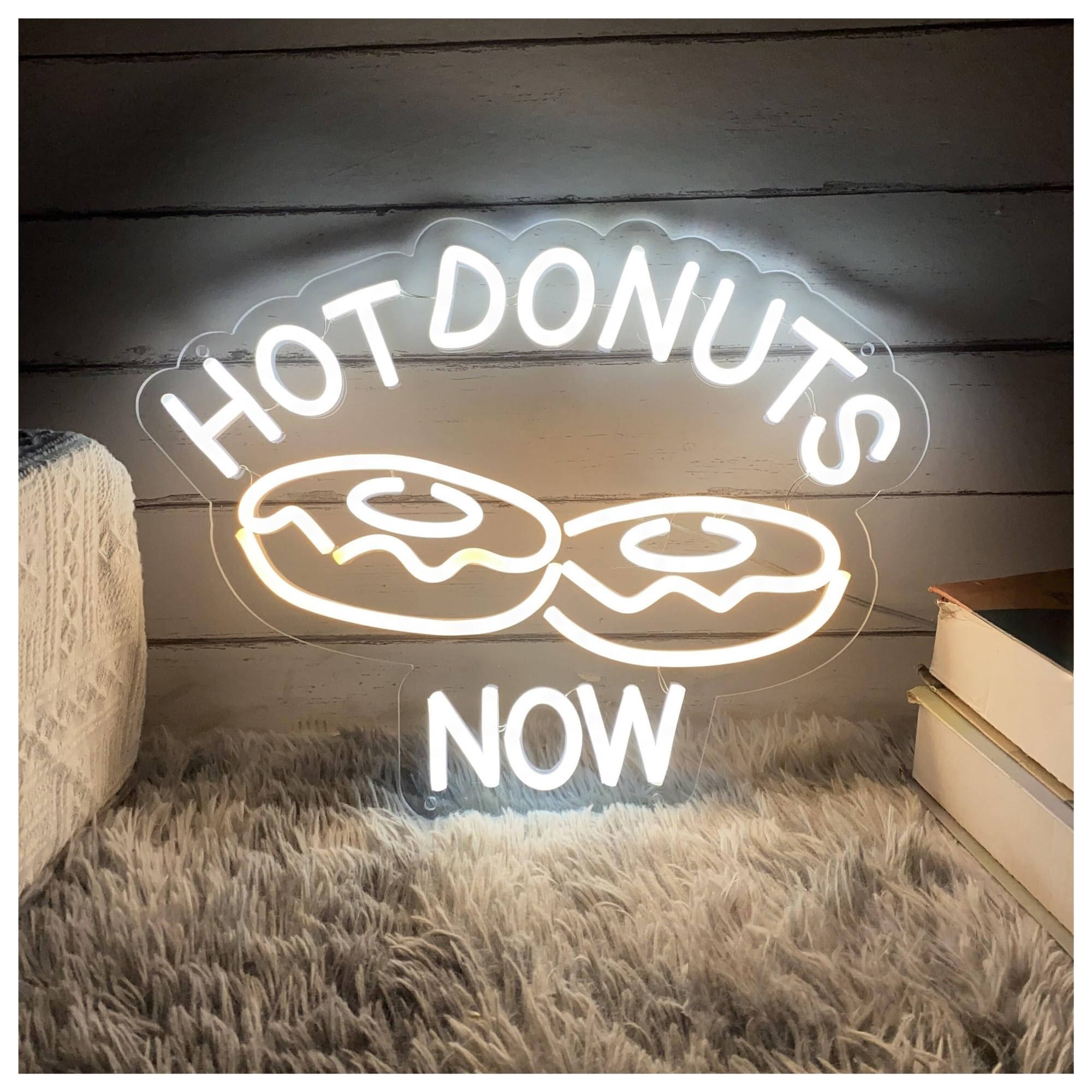 SHOUXI Sign Lamp Hot Donuts Now Neon Sign, Bakery Dessert Light for Home Wall Kitchen Decor Coffee Bar Shop Decoration 34cmx45cm(A)