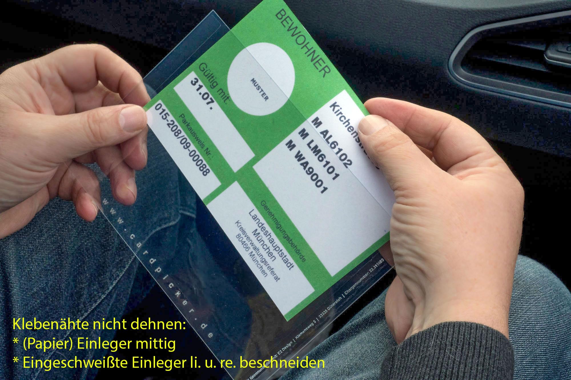 Cubierta protectora, imán de cristal, para tarjeta de estacionamiento - Licencia de Parklizenzen & Co. - autoadhesivo ADAC probado