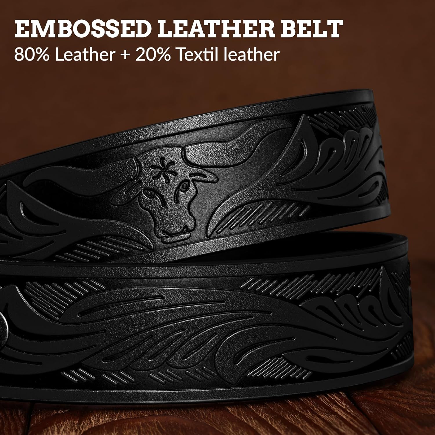 SANSTHS Cowboy Western Belts for Men Women Western Cowboy Buckle Belt Country Cowgirl Mens Leather Belt for Jeans Gifts - Image 5