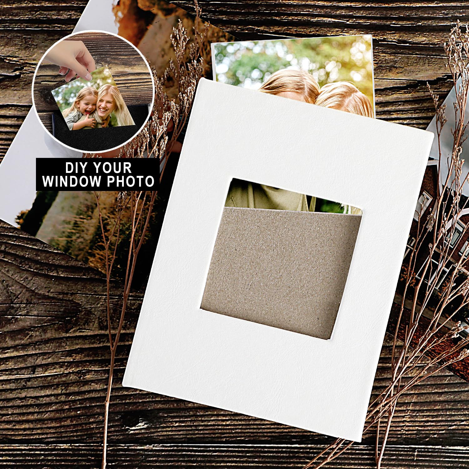 Lanpn Album Fotografico 10x15 100 con Tasche 2 Confezioni, Piccolo Mini Cuoio Album Foto Portafoto Verticale Tascabile Tasca Bianco