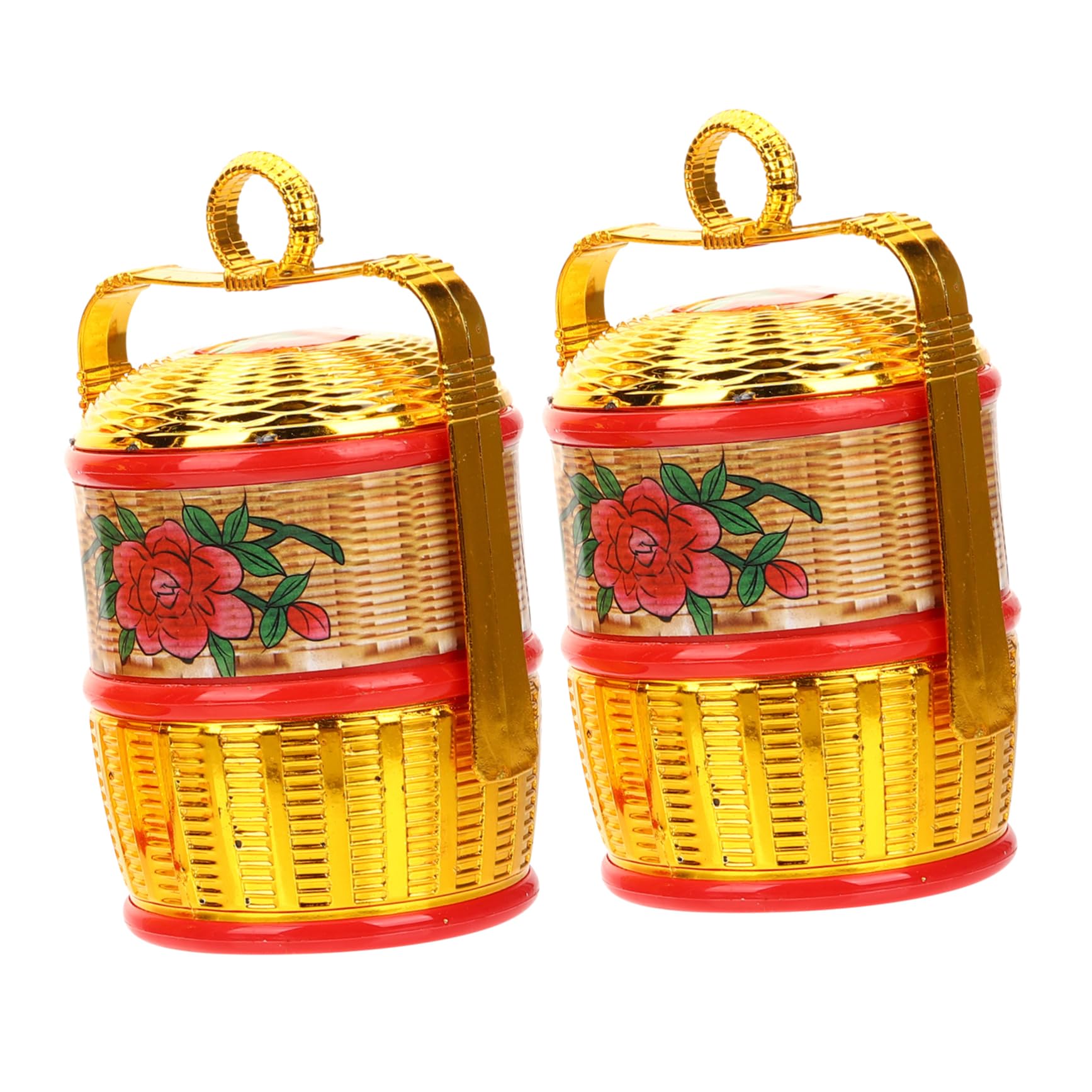 FUNOMOCYA 2Pcs Vintage Traditional Style Lotus Candle with Baskets for Wedding and Festival Decor Retro Festival Candles for Home Decoration