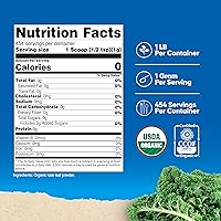 Vista 2 de Nutricost Polvo de col rizada orgánica de 1 libra, totalmente natural, sin OMG, sin gluten, certificado USDA Organic Kale