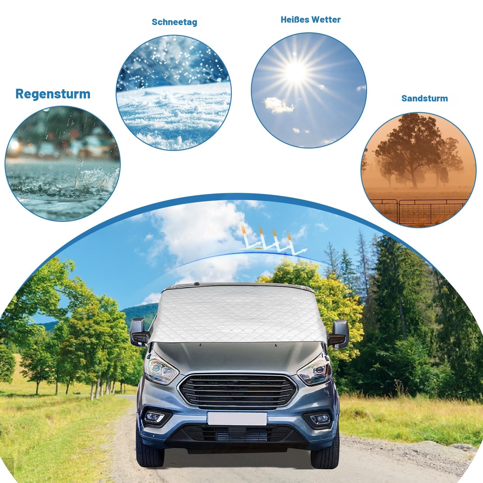 Windschutzscheibenabdeckung für VW T6, Thermoabdeckung, Schnee-Abdeckung, wasserdicht, staubdicht, Sonne, UV, Schnee, EIS, Frost für VW T6 2016–2022