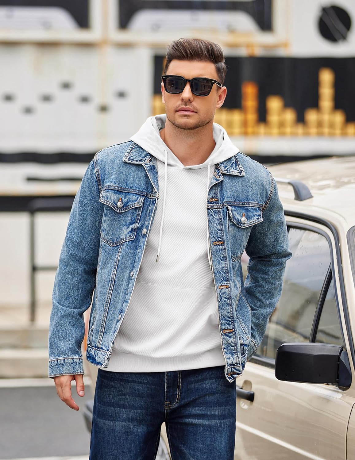 COOFANDY Men's Long Sleeve Hooded Sweatshirt Casual Lightweight Hoodies Pullover Textured Drawstring Hoodie with Kanga Pocket - Image 3