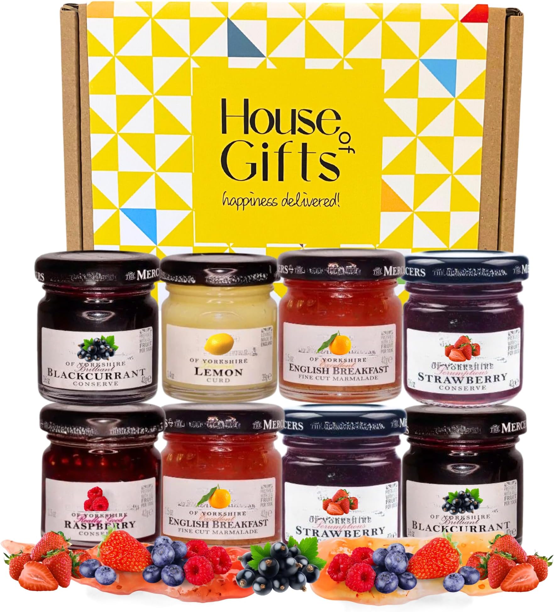 Jams & Marmalade Preserves Tasting Hamper Selection Gift Set With 8x 38g Jars | Gourmet Gifts for Mum, Dad, Elderly People, Jam Lovers Classic Preserves