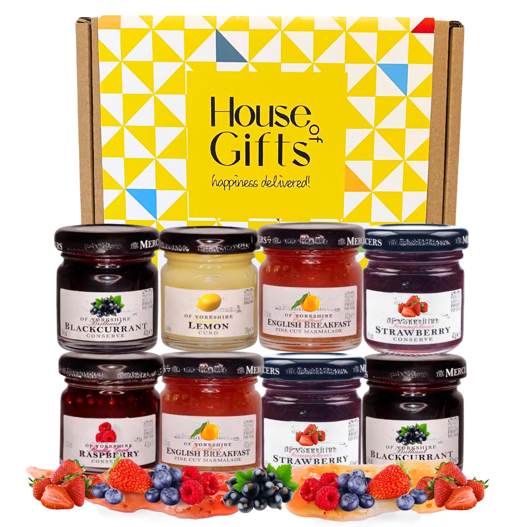 Jams & Marmalade Preserves Tasting Hamper Selection Gift Set With 8x 38g Jars | Gourmet Gifts for Mum, Dad, Elderly People, Jam Lovers Classic Preserves