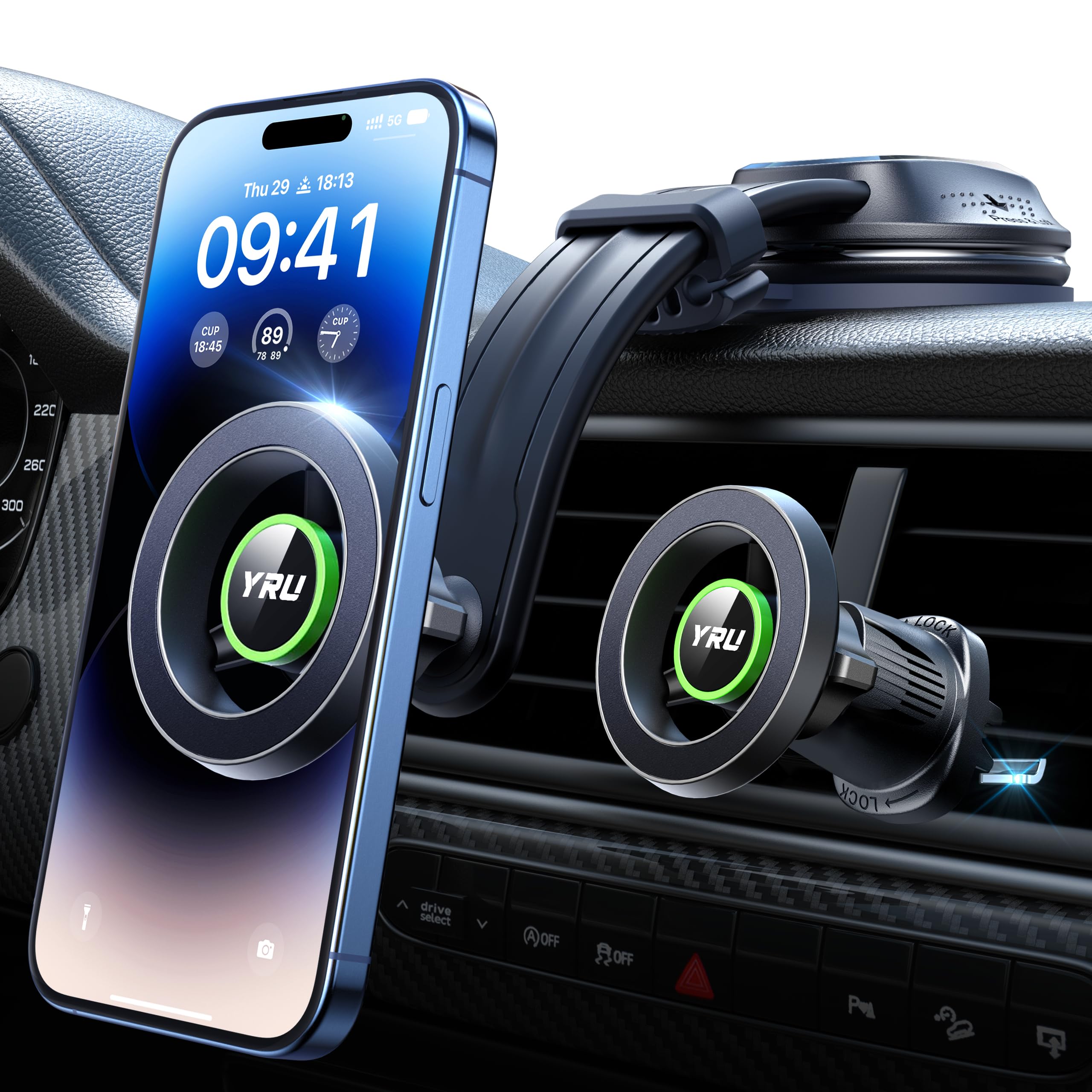 2026 Ultra Strongest Magnet Vacuum Magnetic Car Phone Holder for Magsafe 360 Rotatable Suction Cell Phone Mount for