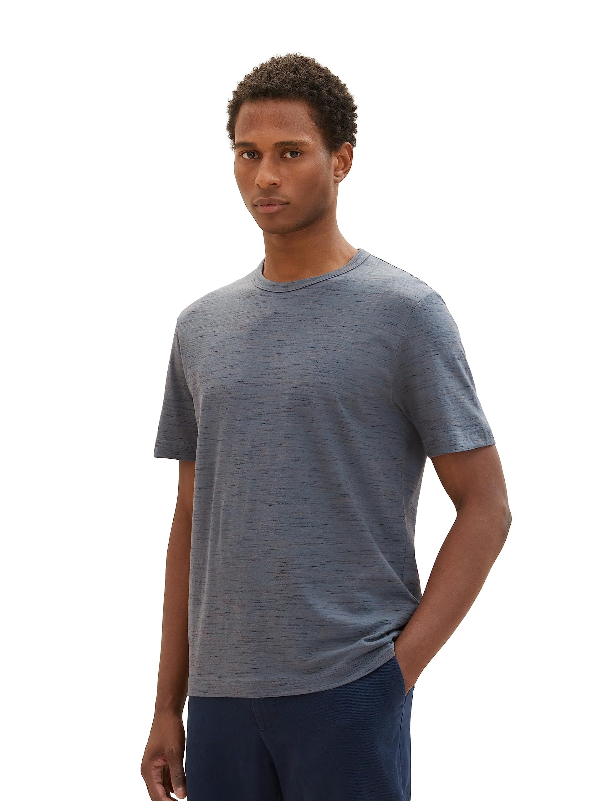 TOM TAILOR Men's Spacedye T-Shirt, 32437-dusty Dark Teal Spacedye, L