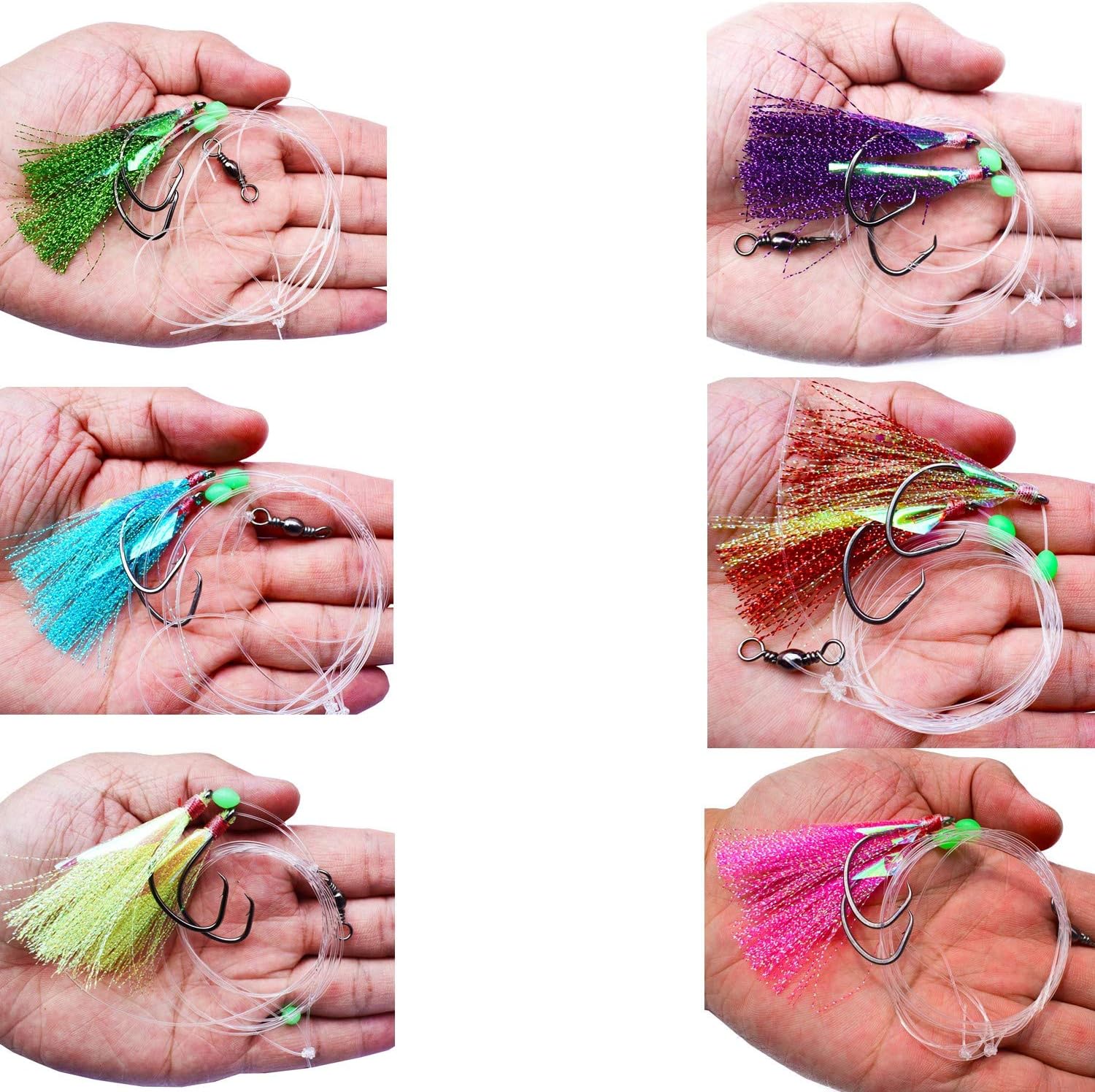20pcs Flasher Fishing Bait Lure Rigs Fishing Bait Hooks Rig Set with Barrel Swivel Luminous Bead Freshwater Saltwater Fishing Lures
