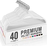 Vista 34 de HOUSE DAY - Ganchos de terciopelo azul cielo, paquete de 60 ganchos, antideslizantes, resistentes, para abrigos, ganchos de fieltro para ropa