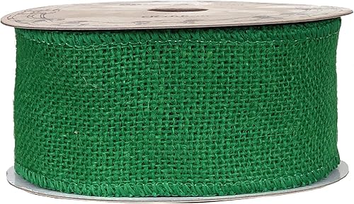 Miniatura 2 de Cinta de arpillera de tela verde esmeralda, 2 12 pulgadas x 10 yardas, borde con alambre, primavera, cinta de árbol de Navidad para manualidades,
