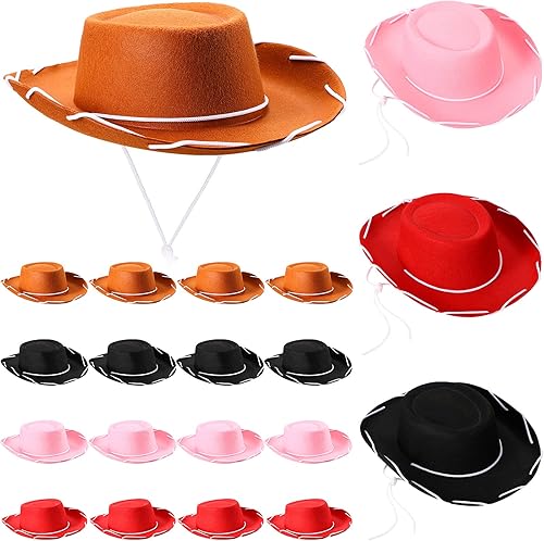 20 sombreros de vaquero para niños, sombreros de fieltro de vaquera, sombreros de vaquera para disfraz de cumpleaños de Halloween occidental, 20
