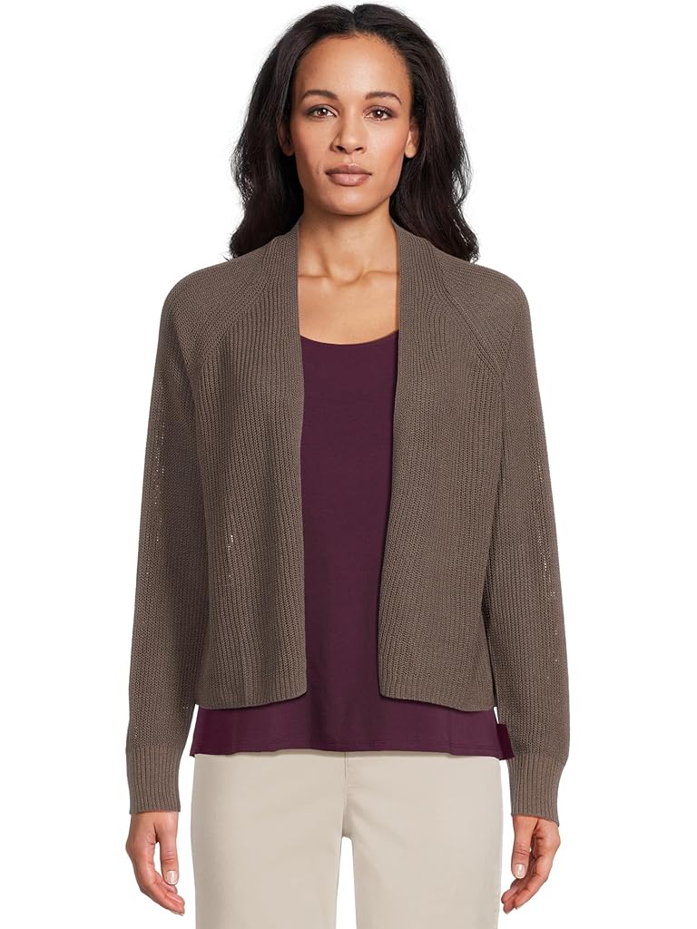 Pink Eileen Fisher Cotton Silk Cord Cardigan