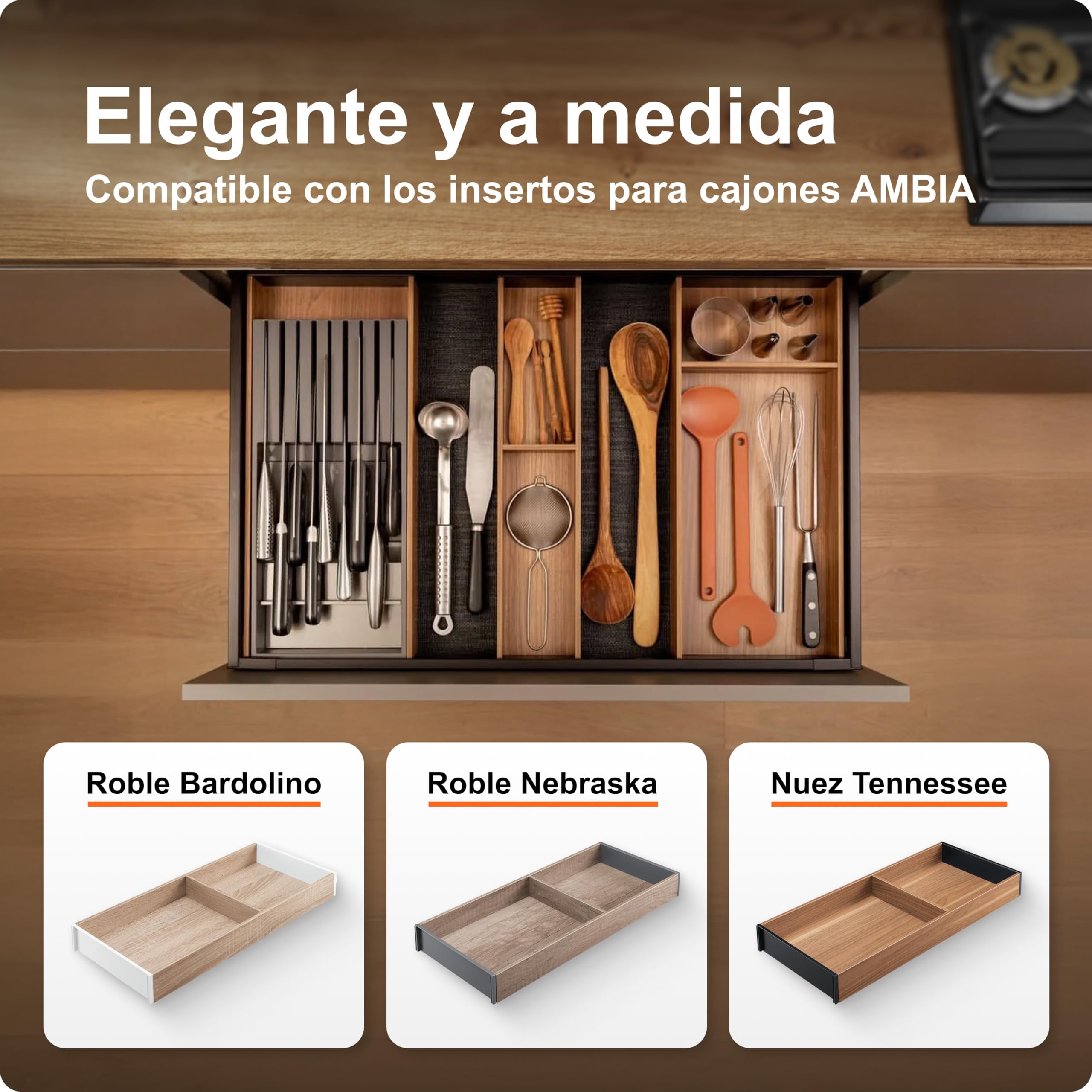 Portacuchillos de Blum I Cajón I Hasta 9 cuchillos I Plástico / Acero inoxidable I Extraíble I Cocina