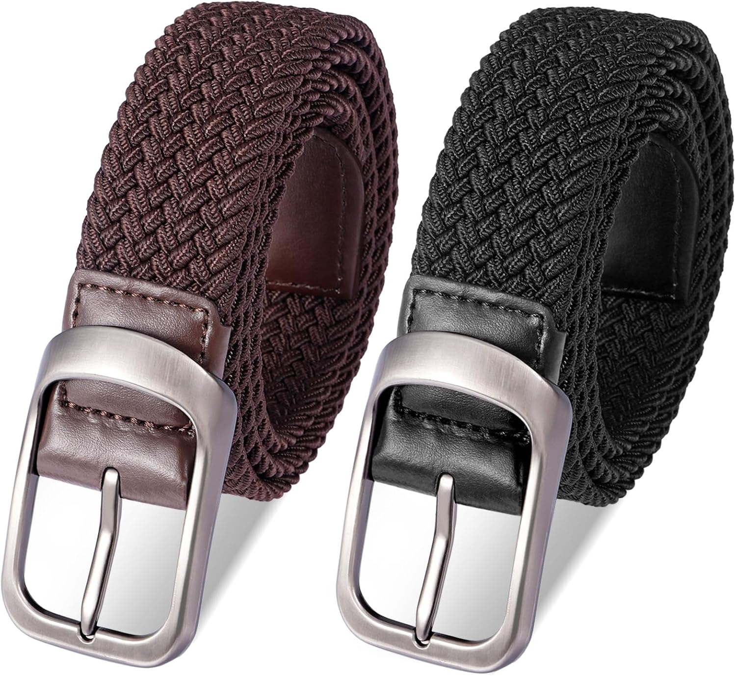 Zuimei 2 Pcs Elastic Belts Mens Elasticated Belt Trouser Belts Braided