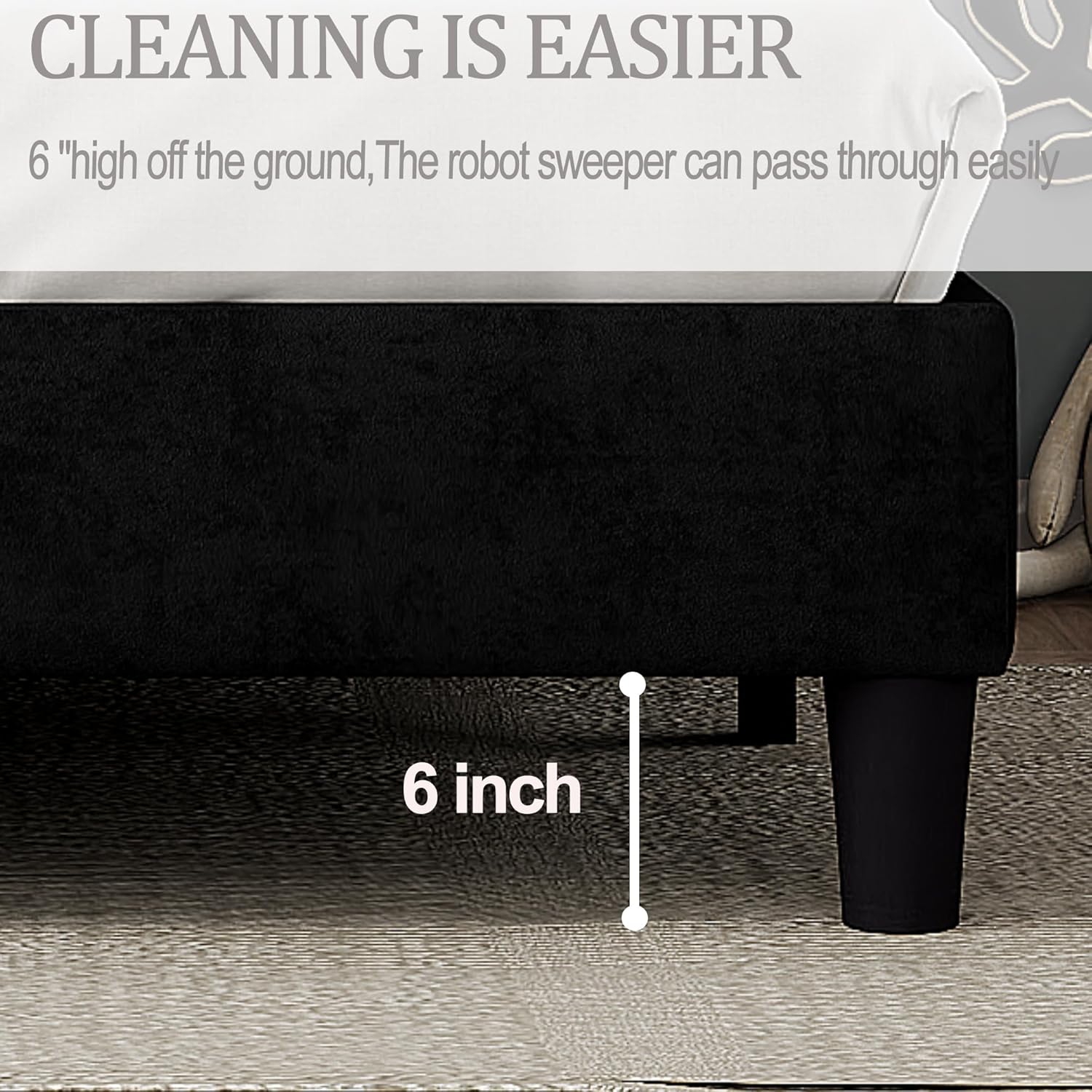 EMKK Bed Frame with 6 inch under-bed clearance