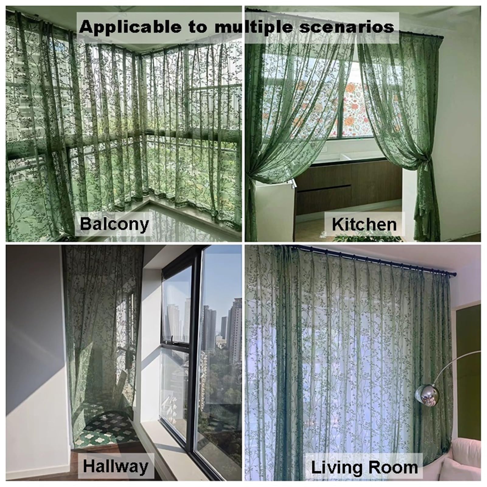 Voilage Fenetre Rideau Salon Cuisine Chambre Semi Transparent Motif De Branches De Feuille Dentelle Broderie | Lot De 2 Œillets Souple Lavables Intimité(Coffee,140 x 260 cm)