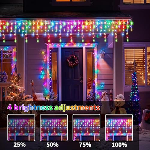 Miniatura 6 de Luces solares de carámbano para exteriores 800LED (blanco colorido)