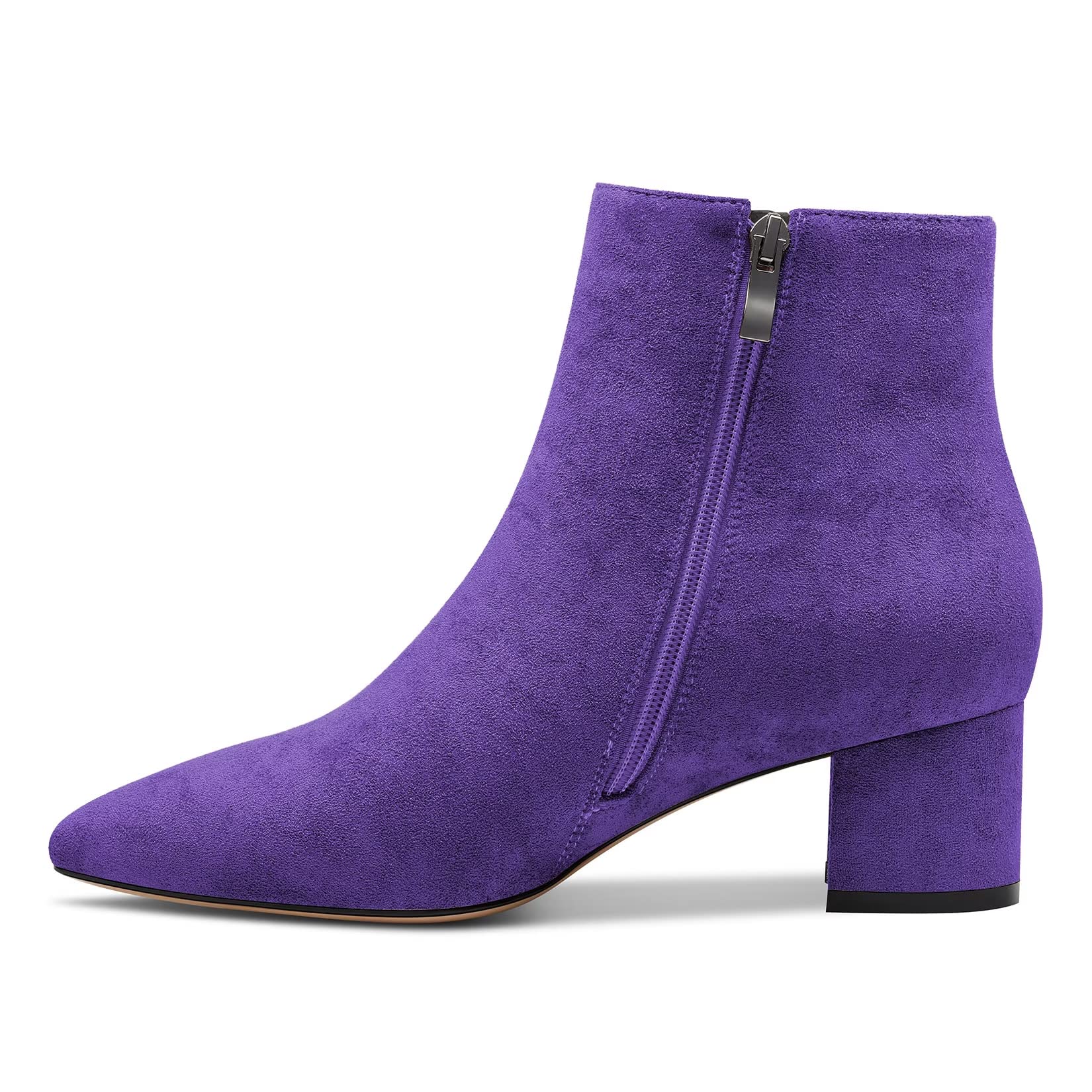 Castamere Women Chunky Block Low Kitten Heel Close Pointed Toe Ankle Boots Short Bootie Slip-on Zipper Office Classic