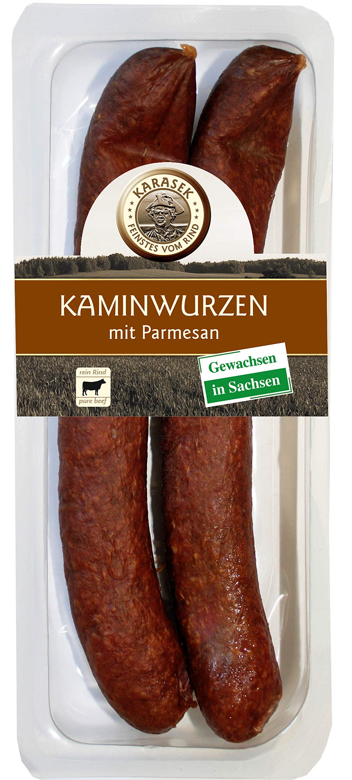 Kaminwurzen Rind 100% Beef | Wurstdelikatesse Rindswurst luftgetrocknet | Rindswürstchen ausgereifte Mettwurst - Salami Snack kalt & heiß essen | Rindfleisch aus Sachsen (4er Pack 560g) geräuchert
