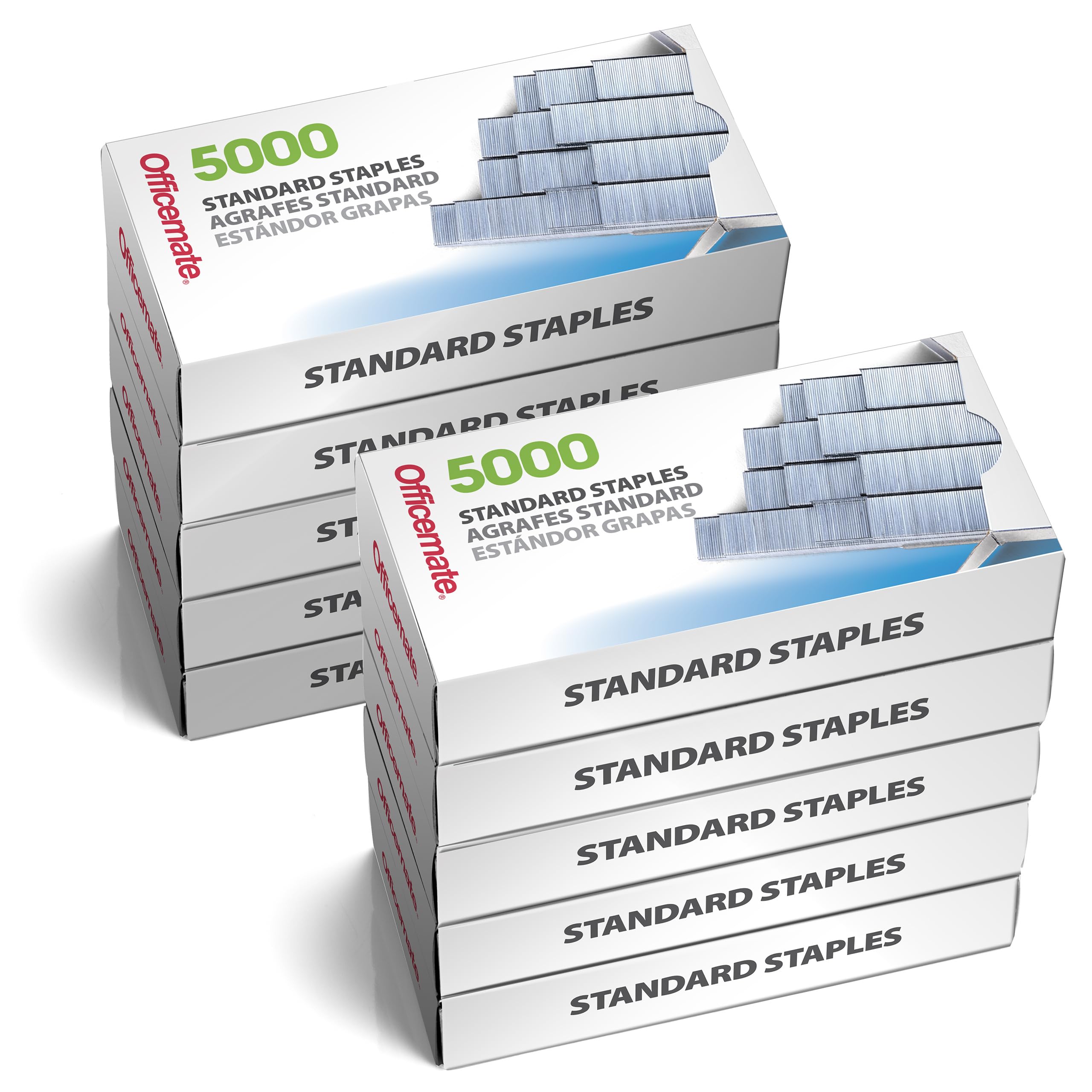 Standard Staples, 10 Boxes of 5,000 (50,000 Total), 1/4″ Full-Strip General Purpose Staples, Fits Standard Desktop and Office Staplers, 20-Sheet Capacity