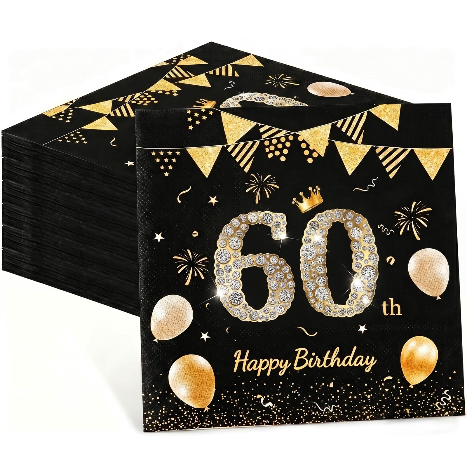60th Birthday Napkins, 40Pcs Serviettes for Party Decorations — image 1