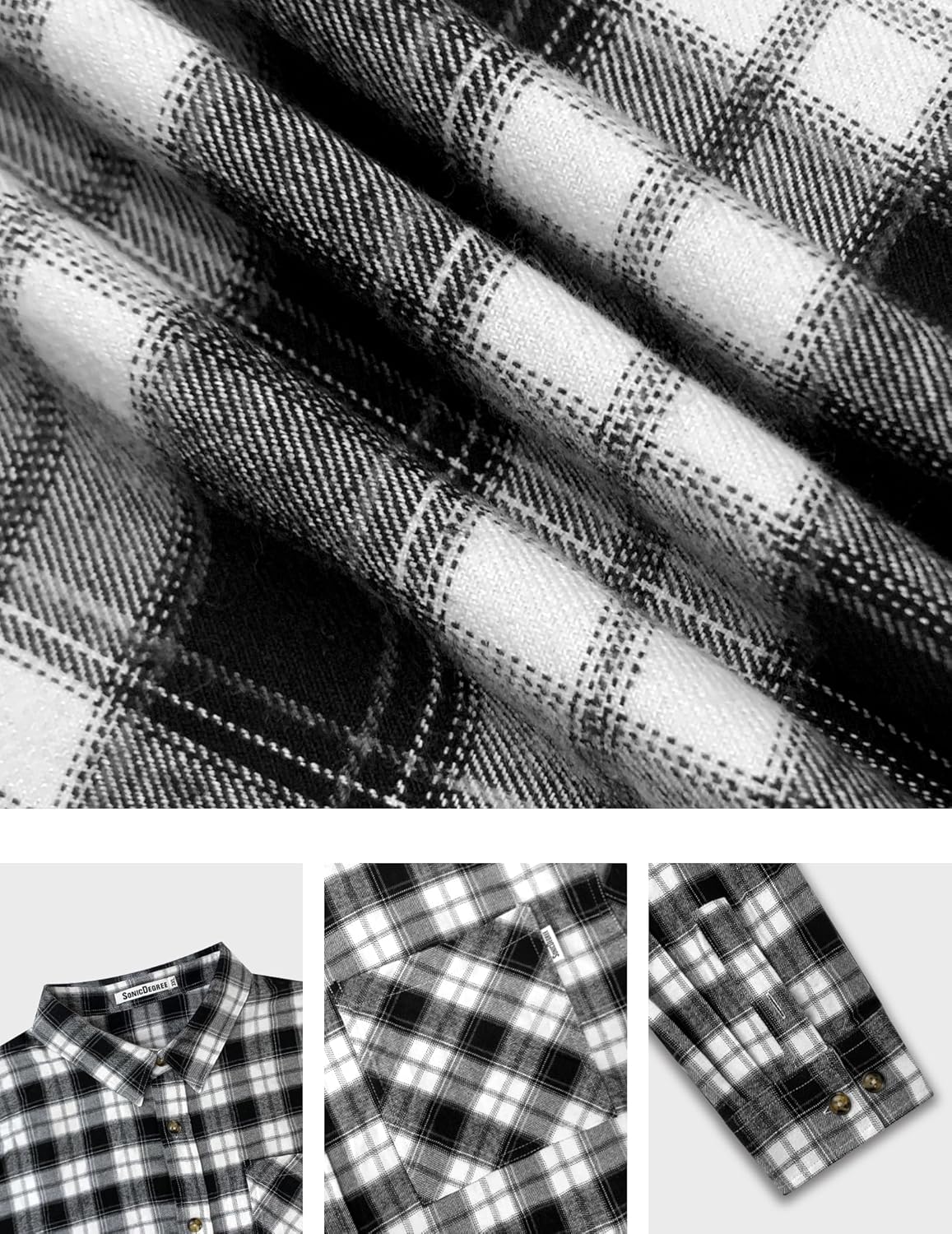 Big and Tall Flannel Shirts Men Long Sleeve Plaid Shirt Button Down Brushed Cotton Shirts Jacket, 2XL-8XL - Image 4