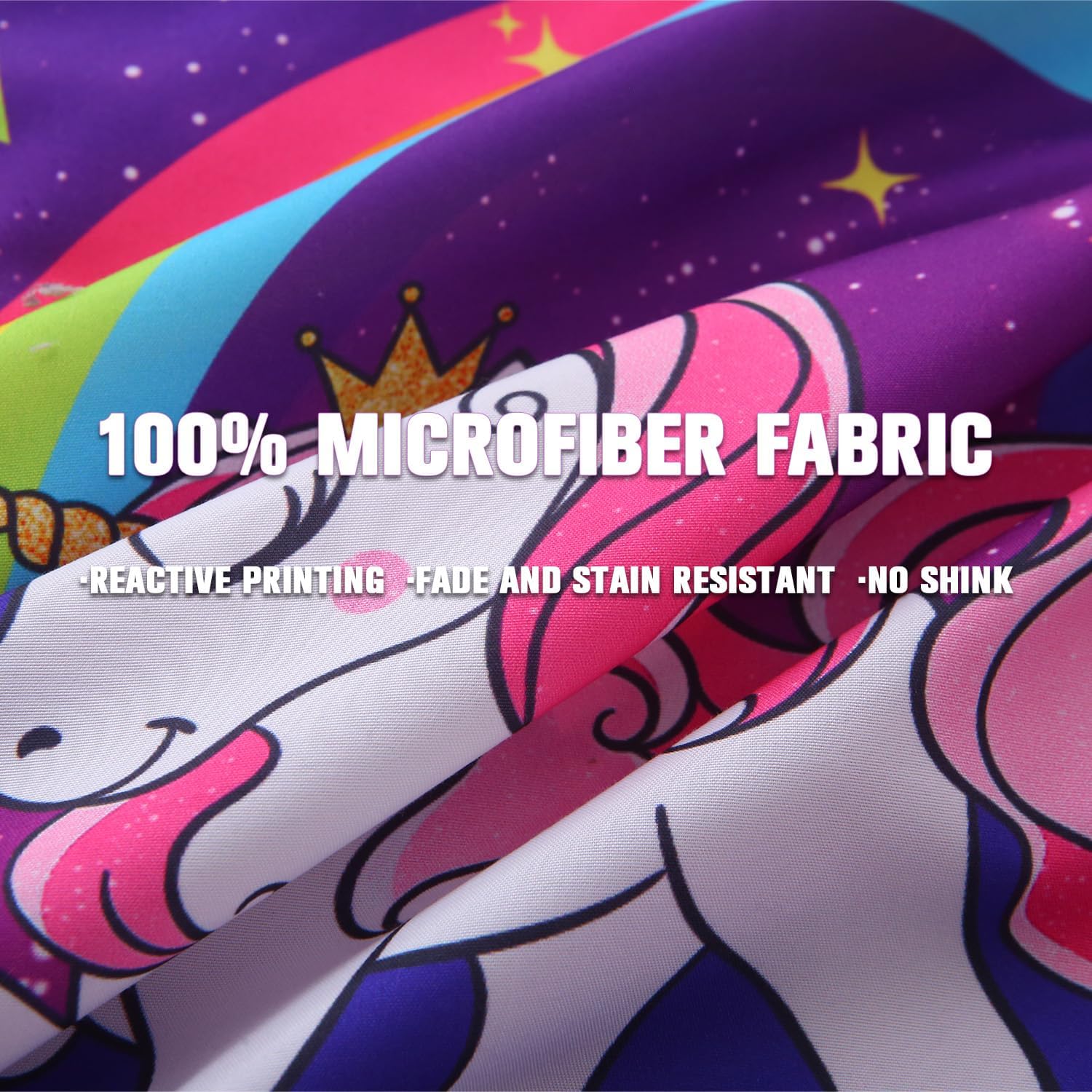 JQinHome Twin Comforter Set - 6 Pieces Rainbow Unicorn Bedding Set for Girls, Bed in a Bag with Galaxy Star Comforter, Sheets, Pillowcases & Decorative Cushion Cover