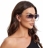 VIVIENFANG Oversized Aviator Sunglasses for Women - Retro 65mm Rimless Shades UV400 Protection VF2203