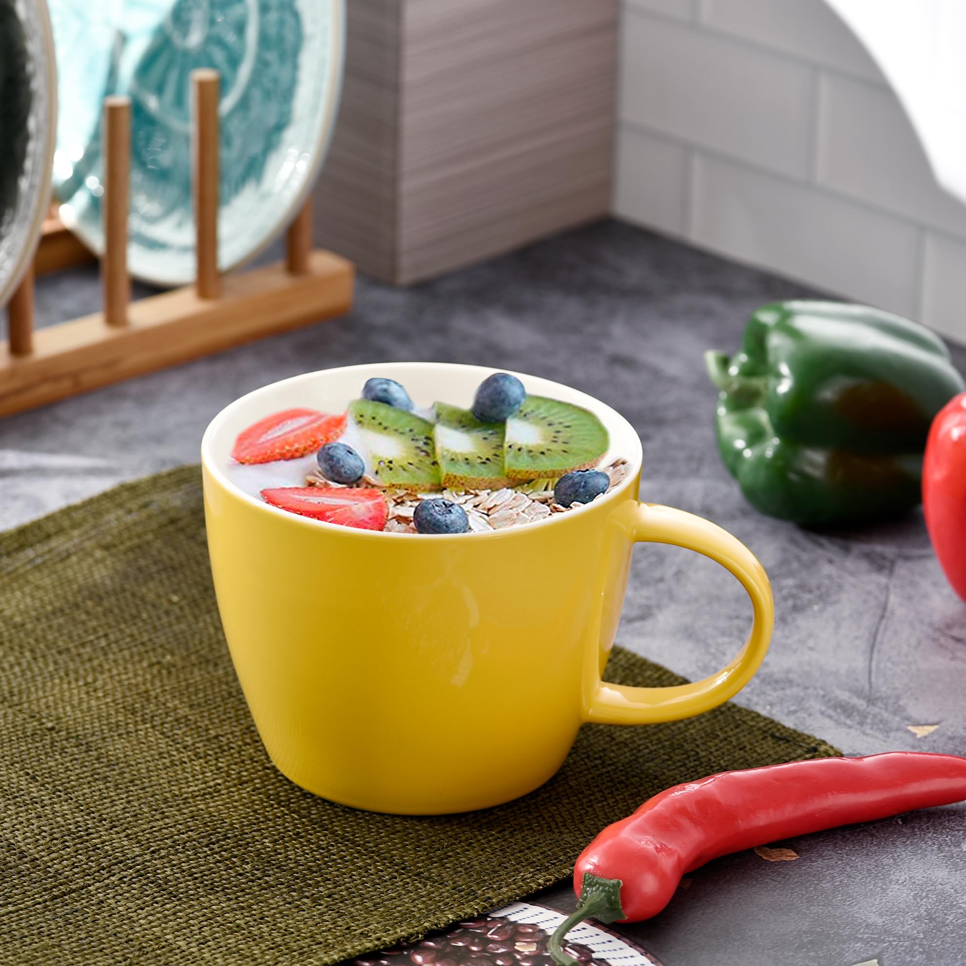30 oz Extra-Large Ceramic Coffee Mug, Wide Cup Soup Bowl with Handle,  Glamorous Latte for Daily Drinking at Home Office - BigaMart