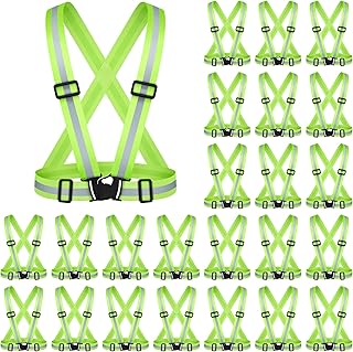 24 Pcs Reflective Vest Running Vest Reflector High Visibility Vest Crossing Guard Vest Reflective Running Vest with Safety Straps for Man Women Running Construction Cycling Walking