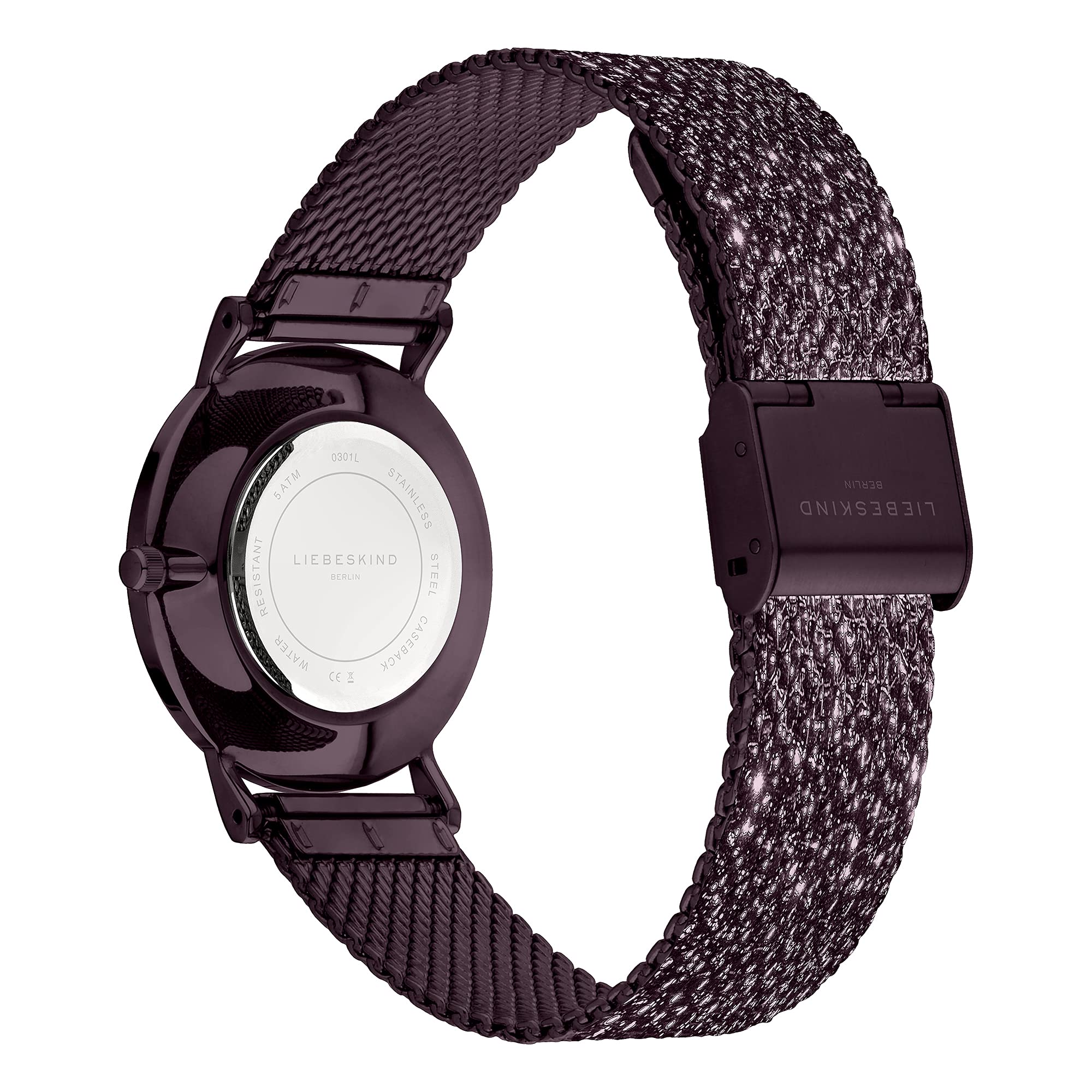 LIEBESKIND BERLIN Damenuhr – Runde Quarzuhr 34 mm – Glitter Mesharmband – 5 ATM wasserdicht – Modern & elegant – In verschiedenen Farben erhältlich