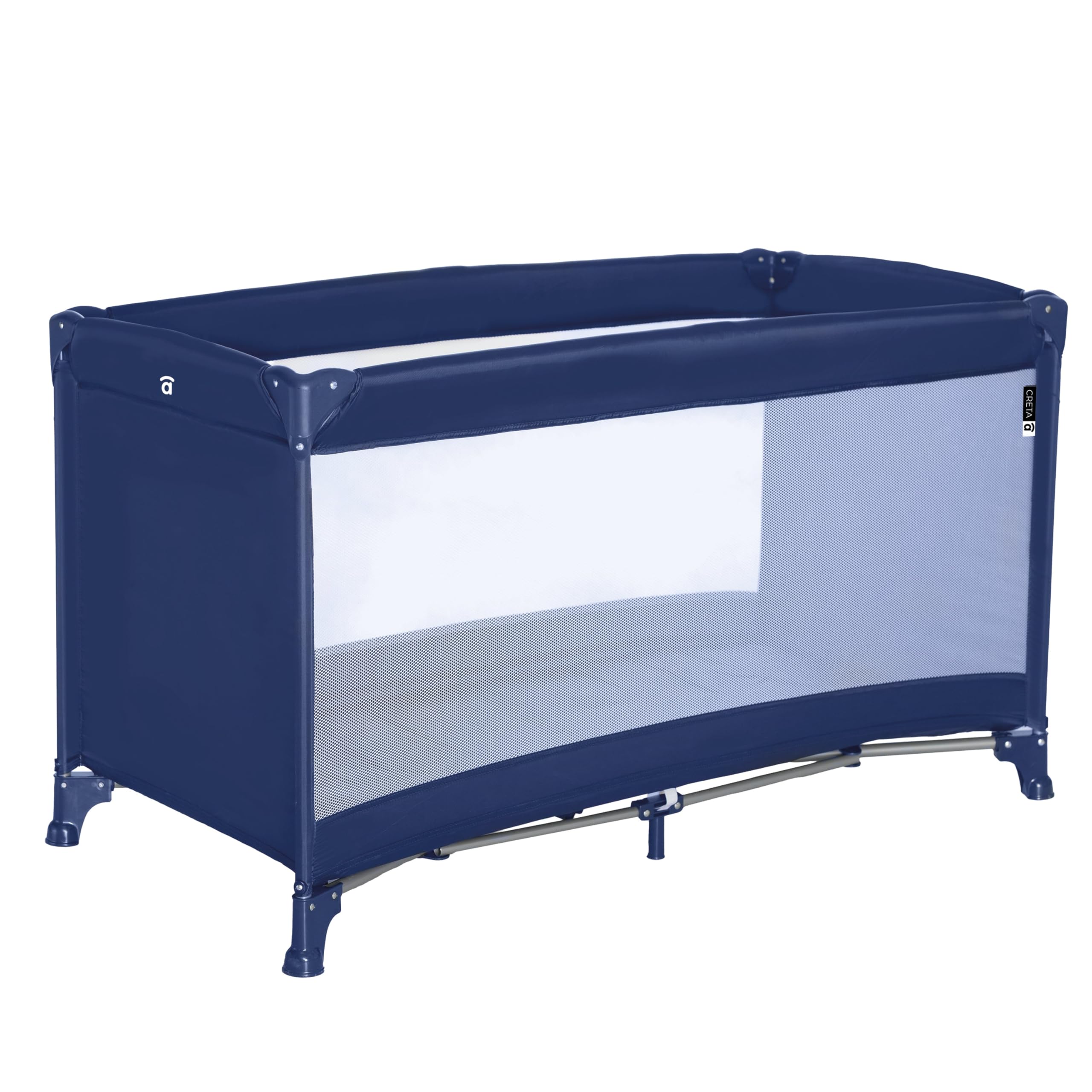 Asalvo Cuna de Viaje Bebé Creta Marino 120x60 cm | Plegado Compacto Tipo Paraguas | Ligera con Bolsa de Transporte | Laterales de Malla | hasta 15 kg