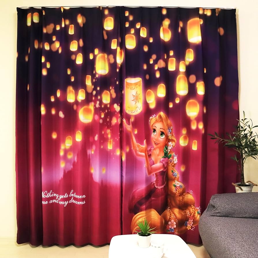 Amazon｜MORIPiLO ディズニー 遮光カーテン ラプンツェル (絵羽