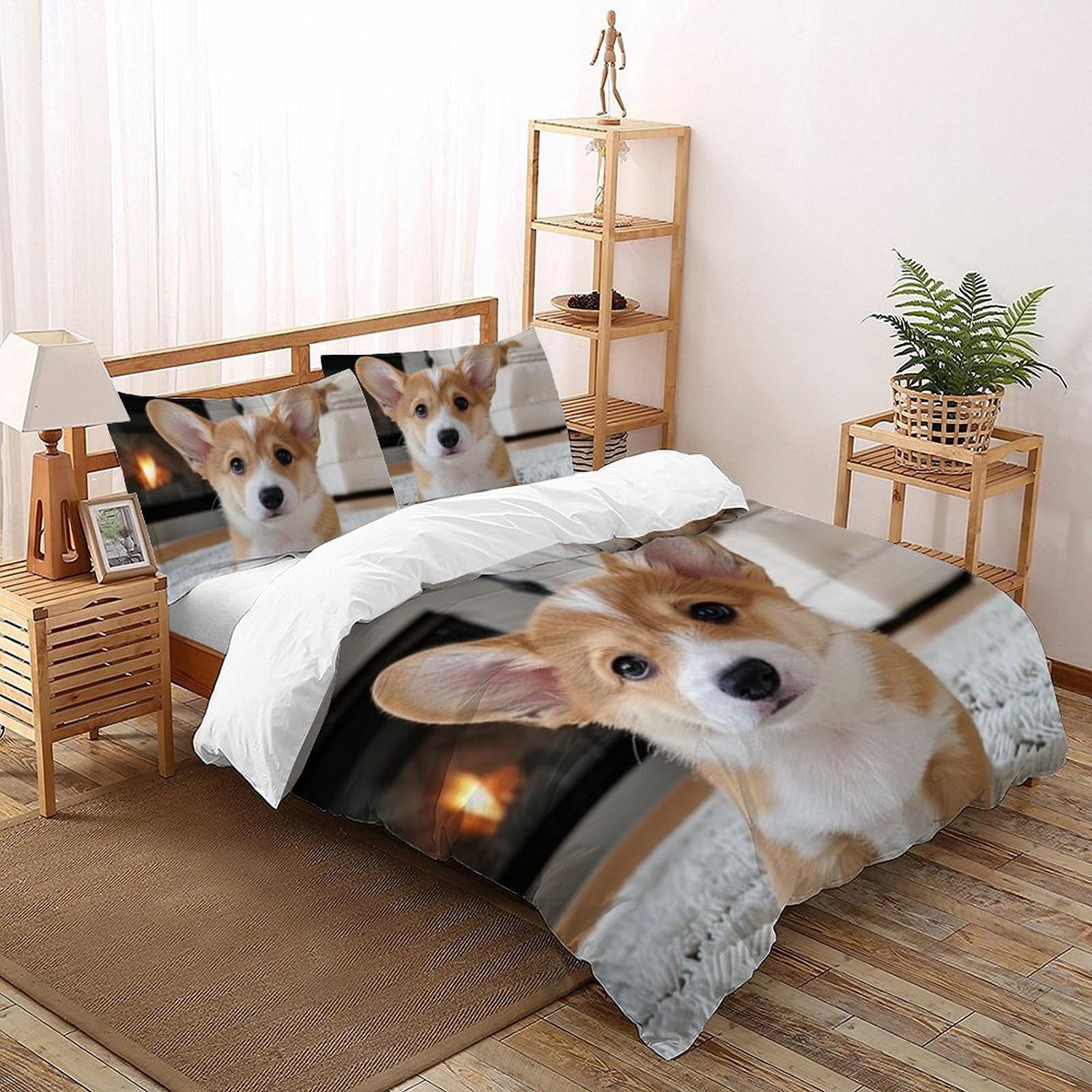 Housse de couette 260x220cm en microfibre motif chien 3D