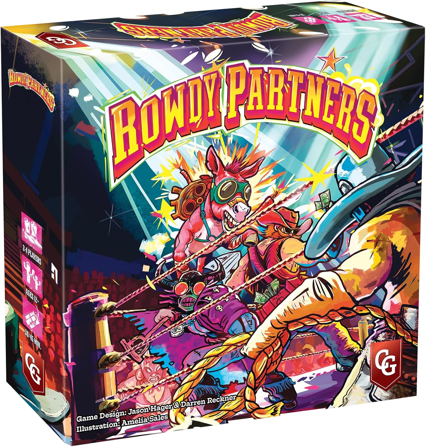 Capstone Games Rowdy Partners - Strategy Card Game for 2-4 Players | 30 Minutes | Fun Family Game Night, Cooperative Wrestling Game, Ideal for Adult and Kids Game Night, Trick Taking Game