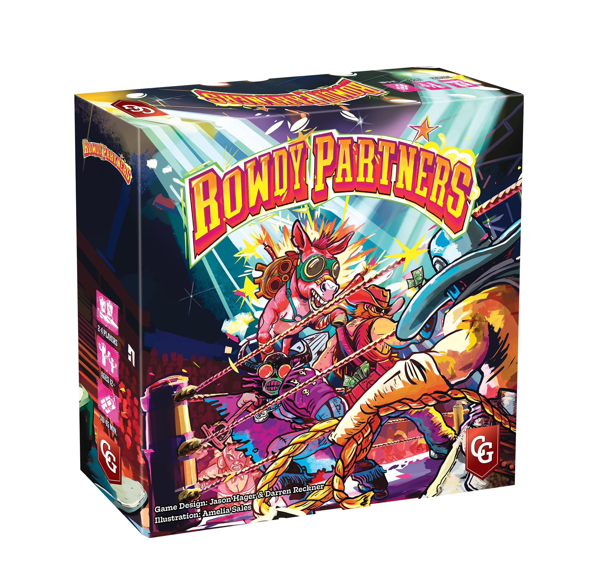 Capstone Games | Rowdy Partners | Strategy Card Game, Standalone Trick Taking Wrestling Game With Wild West Theme, Team And Headliner Modes | 2-4 Players | 30-45 Minutes