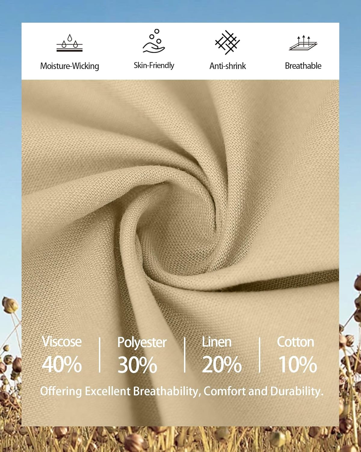 Men's Linen Casual Pants Loose Straight Elastic Suit Waist Drawstring Trousers Lightweight Beach Vacation Pants - Image 4