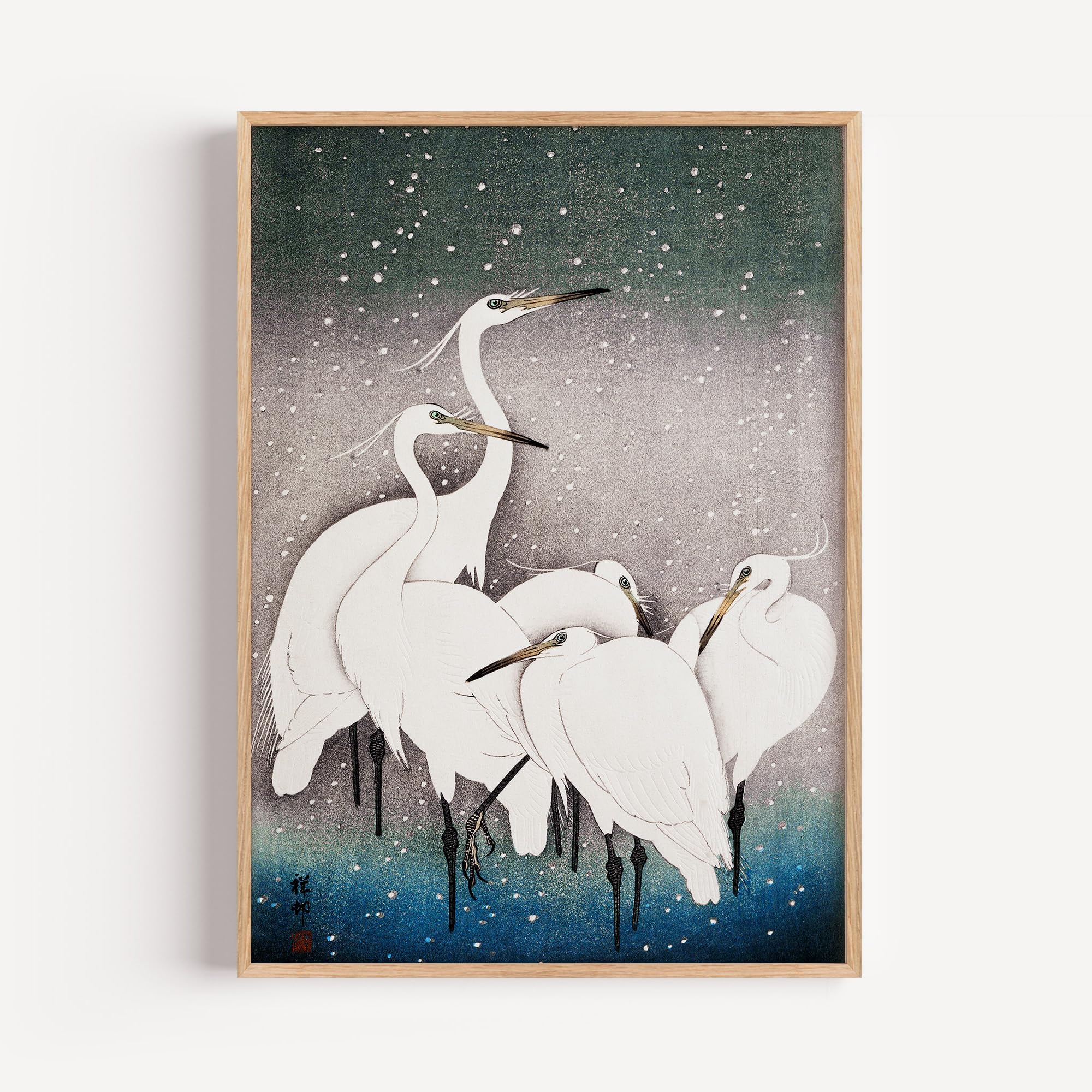 Made By Mika Ltd Egrets Japanese Wall Art Painting Prints From Original Artworks Hokusai Great Wave, Takahashi, Mount Fuji Woodblock Style (, A3 297X420mm, Unframed)