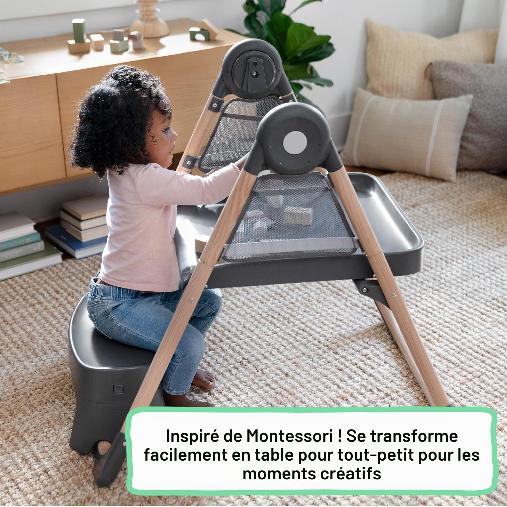 Ingenuity, Chaise Haute Pliable Proper Positioner Create Up! - Centre d'Activités Convertible et Tour d'Apprentissage, 9 Modes d'Utilisation, Poches de Rangement, Wesley, 0 Mois à 5 Ans
