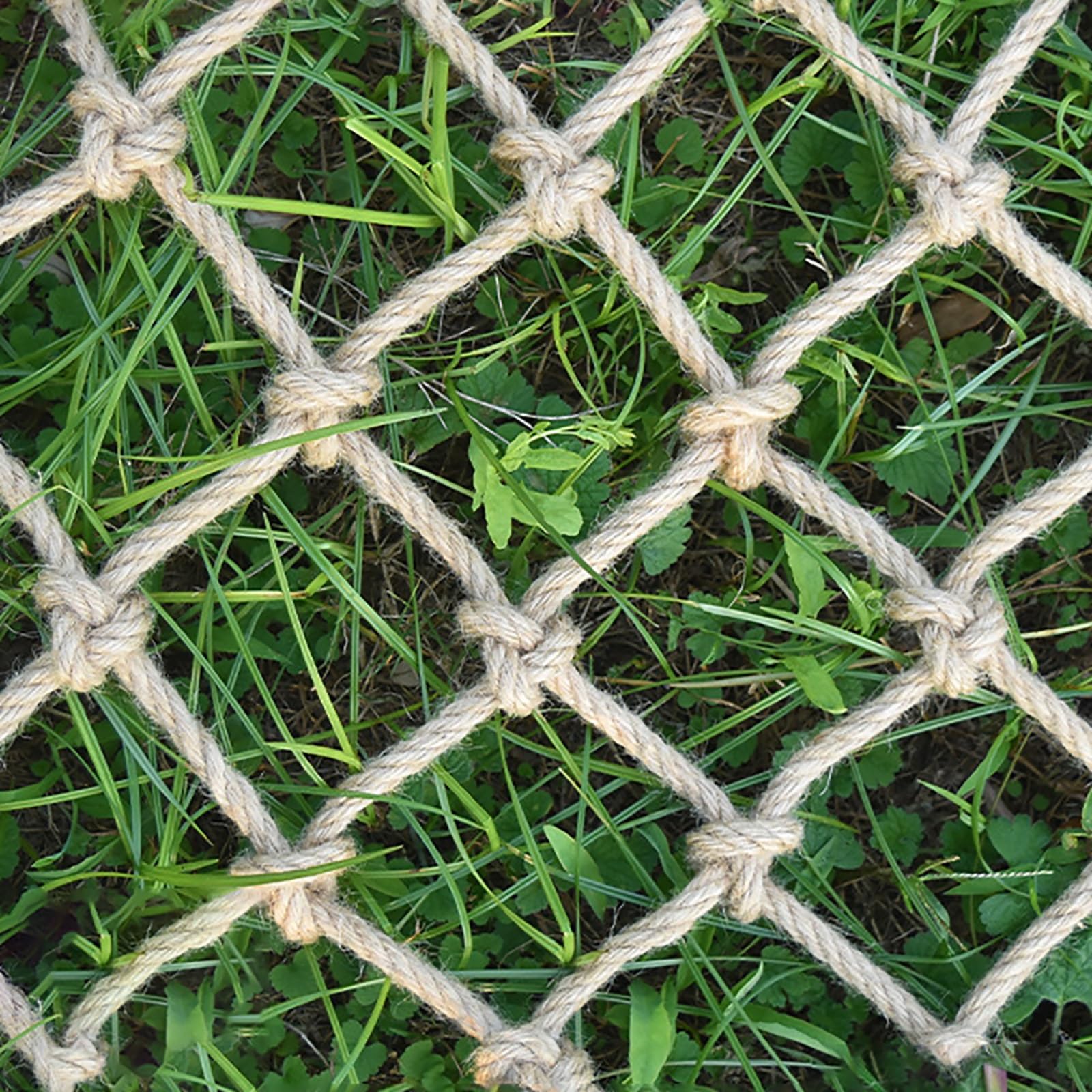 Siatka jutowa, gruba podwójna pętla, sznurek jutowy, mocny, biodegradowalny sznurek ogrodowy, naturalna siatka kratowa, możliwość dostosowania (6 mm x 6 cm, 1 x 1 m) do ogrodnictwa