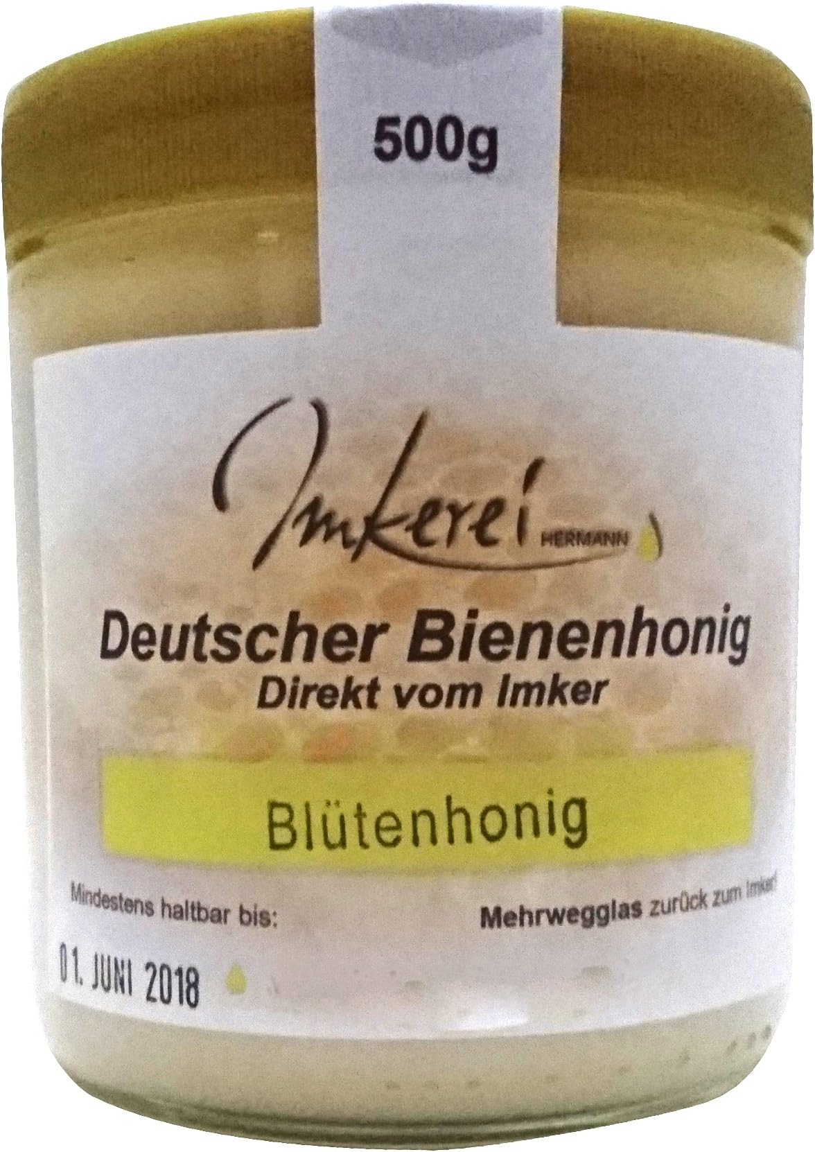 Blossom honey from the family beekeeping Hermann - Honey from Bavarian meadows directly from the regional beekeeper, 3x 500g Honey with a mild and balanced taste from sustainable beekeeping
