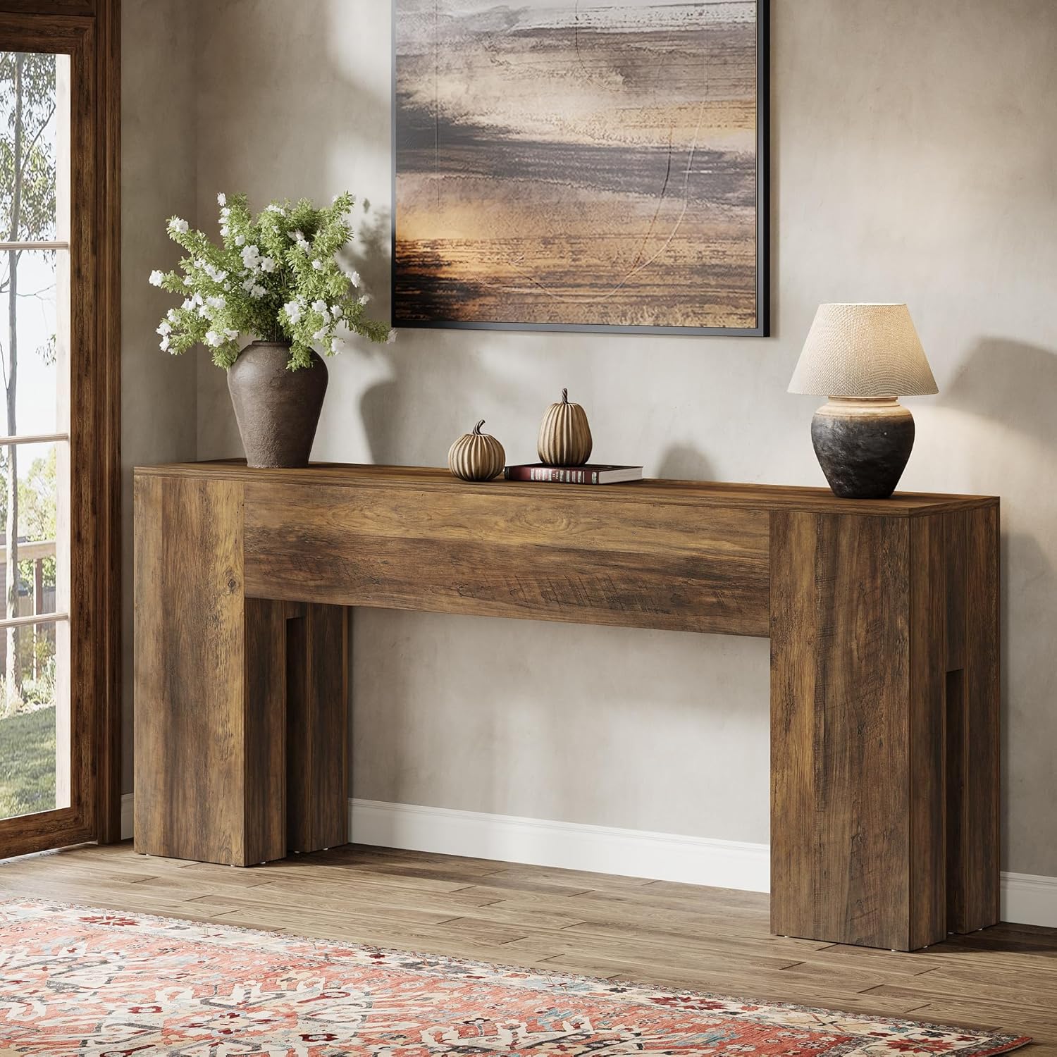 (Similar to photo)Tribesigns 71-Inch Long Console Table for Entryway, Farmhouse Sofa Console Behind Couch, Entry Table for Hallway, Foyer, Living Room, Brown Rustic Brown