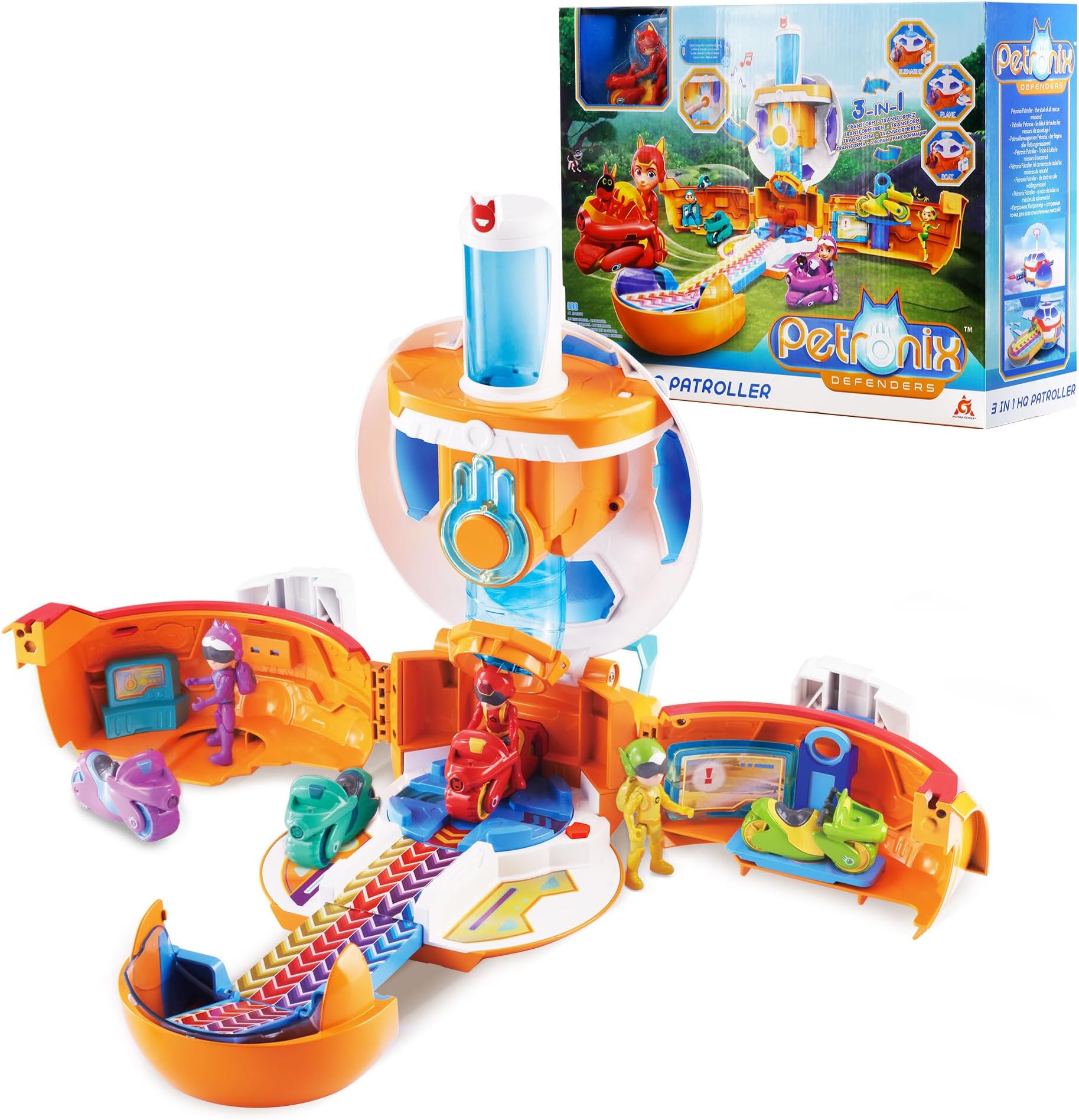 AlphaToys Petronix Defenders EU820410 3-in-1 Headquarter Transforming Playset, Transforming Play Figure, Transformable Toy for Boys and Girls from 3+ Years