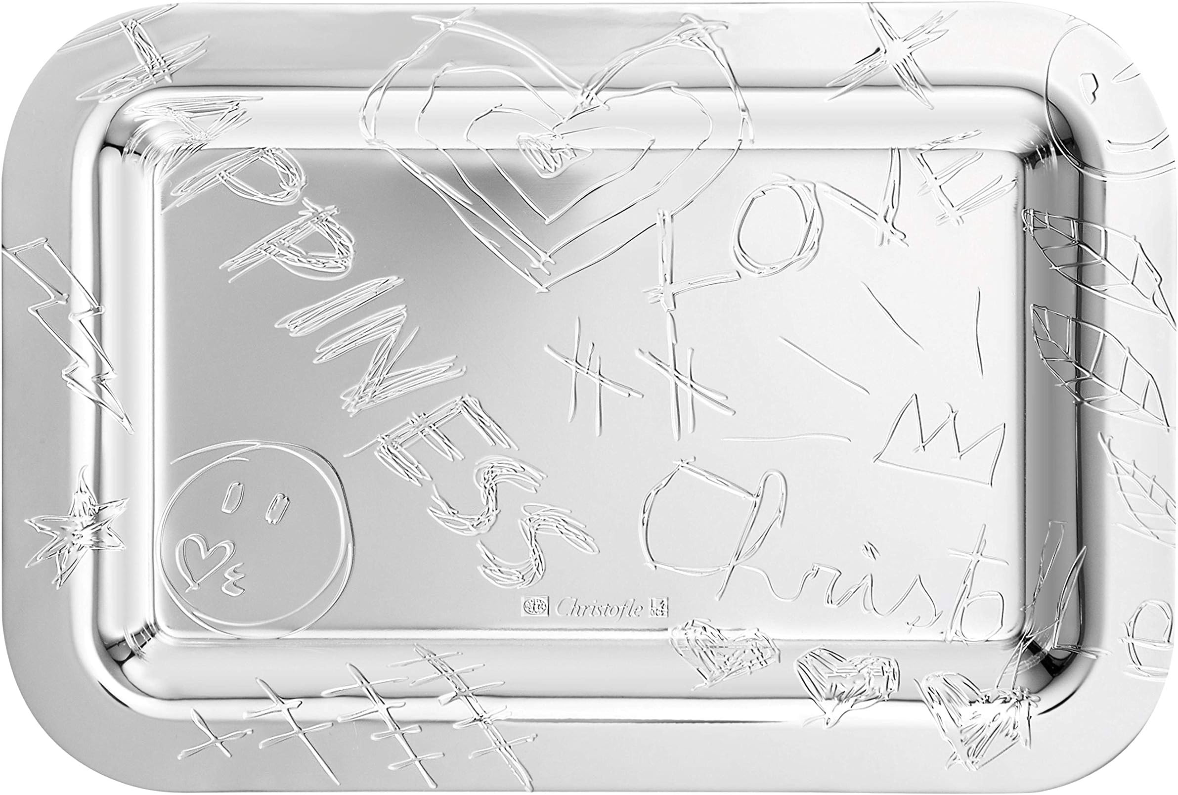 ChristofleGraffiti Silver-Plated Rectangular Tray #4200450