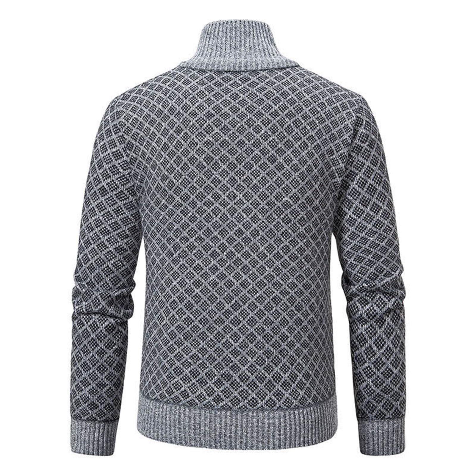 Cardigan doublé pour homme - Cardigan en maille fine - Col en V classique - Pour l'hiver - Chaud et doux - Avec fermetures éclair et poches