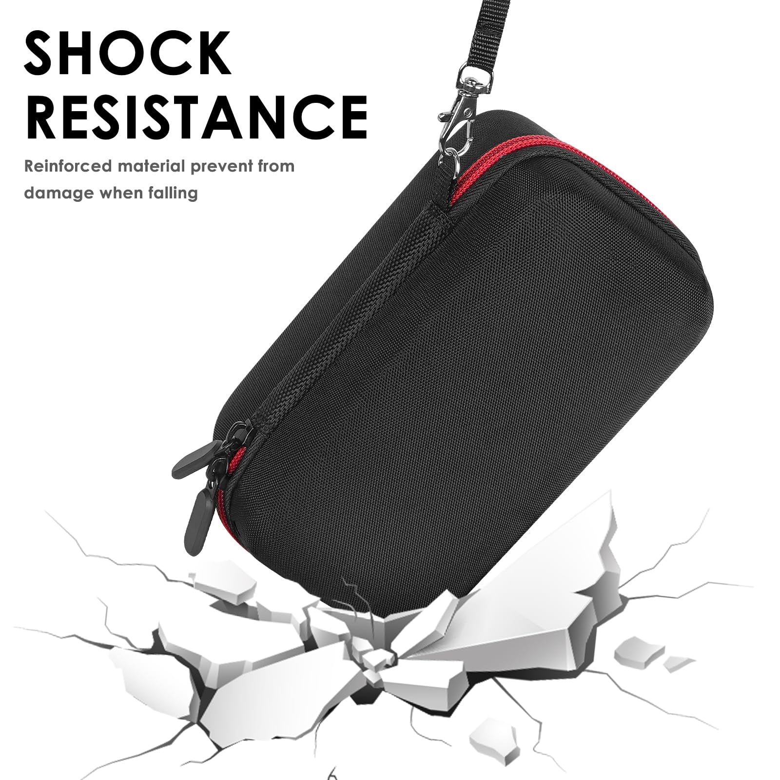 Geekria Shield Speaker Case Compatible with Marshall EMBERTON Case Cover, Replacement Hard Shell Portable Speaker Protective Carrying Bag with Cable Storage Keychain Hook (Black)