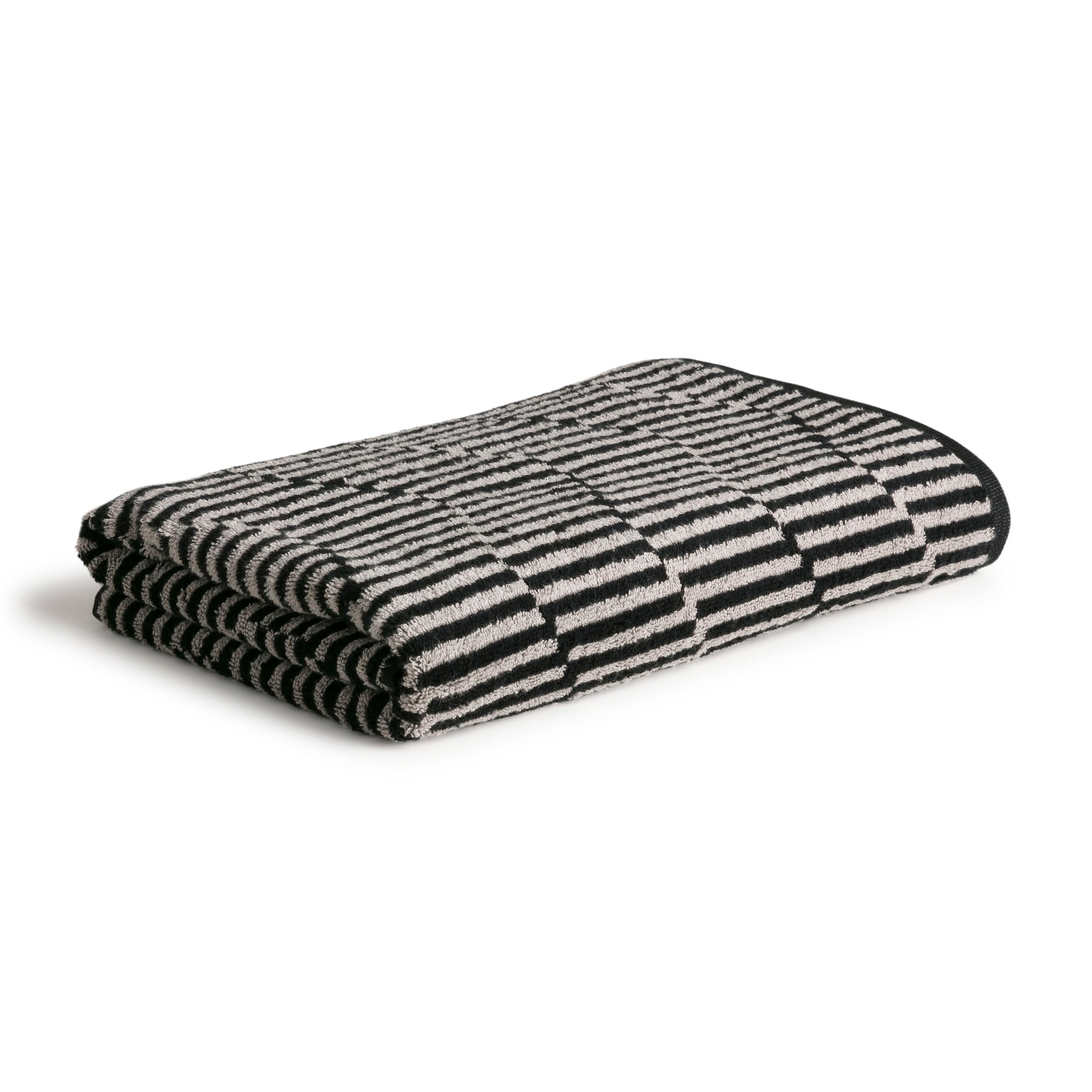 Serviette de douche Möve Illusions relief drap de bain bicolore noir 67x140 cm coton
